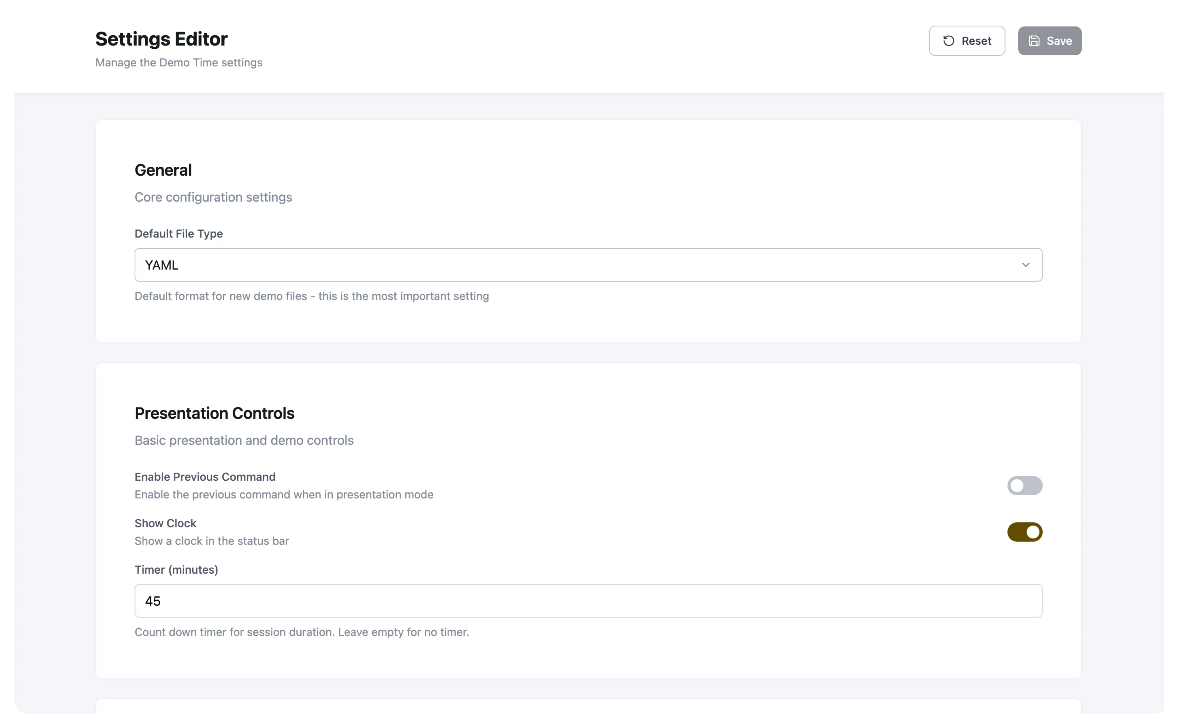 Settings GUI
